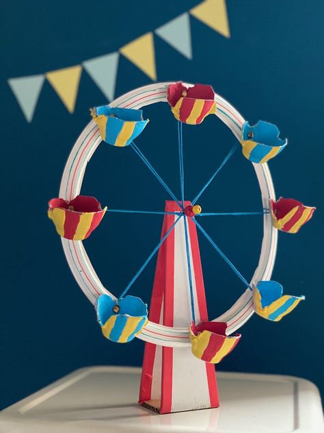 DIY Ferris Wheel Craft • Amusement Park Crafts Ferris Wheel Craft, Diy Ferris Wheel, Wheel Crafts, Plaster Hands, Bus Crafts, Carnival Crafts, Wheel Craft, Wheel Art, Amusement Park Rides