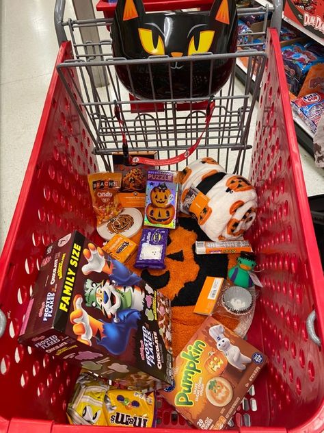 Halloween Shopping Cart, Fall Target Aesthetic, Halloween Shopping Aesthetic, Fall Hangout, Halloween Hangout, Target Halloween Decor, Fall Sleepover, Target Aesthetic, Halloween Target