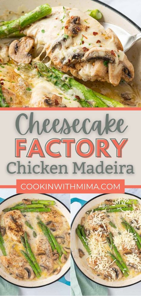 Chicken Madiera, Cheesecake Factory Chicken Madeira, Cheesecake Factory Chicken, Chicken Madeira, Copycat Cheesecake Factory, Natashas Kitchen, Baked Greek Chicken, Asparagus And Mushrooms, Pot Dinners