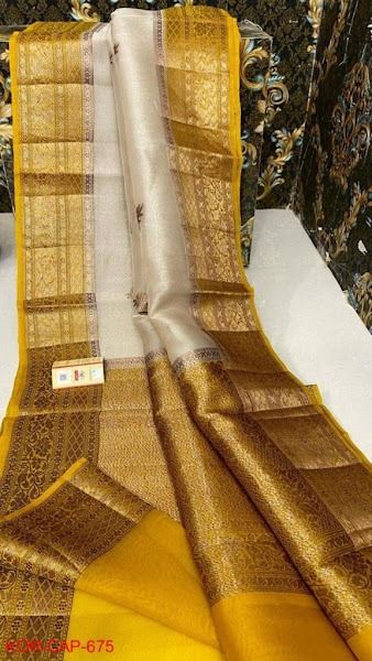 EXCLUSIVE KORA BANARASI SAREES Kora Banarasi Silk Saree, Kora Sarees, Kora Silk Sarees, Saree Floral, Silk Saree Banarasi, Saree Designs Party Wear, Bridal Silk Saree, Saree Trends, Trendy Sarees