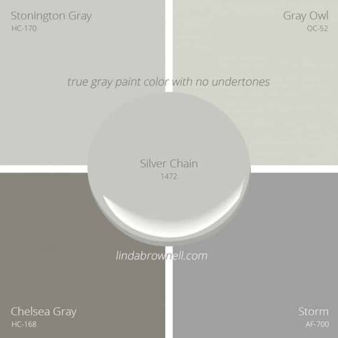 5 Most Remarkable True Gray Paint Color with No Undertones by Benjamin Moore – JimenezPhoto True Gray Paint Color, Silver Chain Benjamin Moore, True Grey Paint Color, Benjamin Moore Chelsea Gray, Interior Paint Colors For Living Room, Gray Paint Colors, Stonington Gray, Benjamin Moore Gray, Interior Paint Colors Schemes