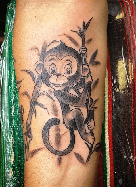 Cartoon Monkey Tattoo, Monkey Tattoos For Women, Monkey Tattoo Men, Monkey Tattoo Ideas For Women, Cute Monkey Tattoo, Monkey Tattoo Small Cute, Monkey Tattoo Design, Monkey Tattoo Ideas, Tattoo Small Cute