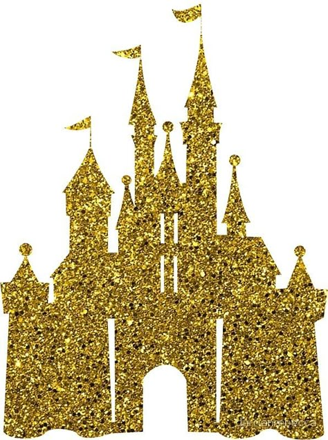 Gold Sticker by darrianrebecca in 2022 | Diy princess party, Princess diy, Sweet 16 cinderella theme Disney Castle Cake Topper, Sweet 16 Cinderella Theme, Diy Princess Party, World Father's Day, Castle Cake Topper, Minnie Mouse Theme Party, Disney Princess Castle, Castle Silhouette, Cinderella Theme