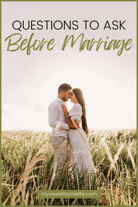 Questions to ask before marriage: questions that cover important aspects that affect relationships such as in laws, intimacy, conflict, money, children and more! Questions for couples. Important questions to ask before marriage: Christian. Questions For Future Husband, Questions To Ask Future Husband, Christian Marriage Intimacy, Questions For Christian Couples, Questions Before Marriage, Bible Verse For Husband, Premarital Questions, Serious Relationship Questions, Questions To Ask Before Marriage