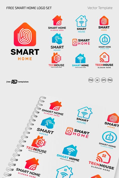 This fabulous product features nine sleek and editable designs. Ideal for tech startups, home automation businesses, or anyone diving into smart living concepts, these logos capture the essence of modernity. Home Automation Logo, Automation Logo, Smart Home Logo, Logo Smart, Free Logo Psd, Psd Template Free, Tech Startups, Smart Living, Logo Set