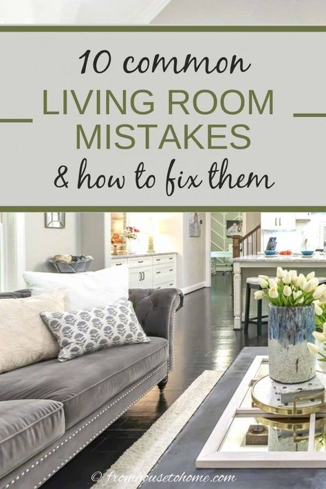 Learn how to fix these common living room layout mistakes with easy-to-do furniture arrangement solutions that will make your room beautiful. #fromhousetohome #homedecorideas #decoratingtips #livingroom #falldiyinspiration* Livi G Room Furniture Layout, How To Arrange Living Room Furniture With Tv, Living Room Placement Arrange Furniture, Livingroom Furniture Layout With Lazyboy, Common Living Room Layout Mistakes, Long Living Room Design, Next Living Room, Rectangular Living Rooms, Long Living Room