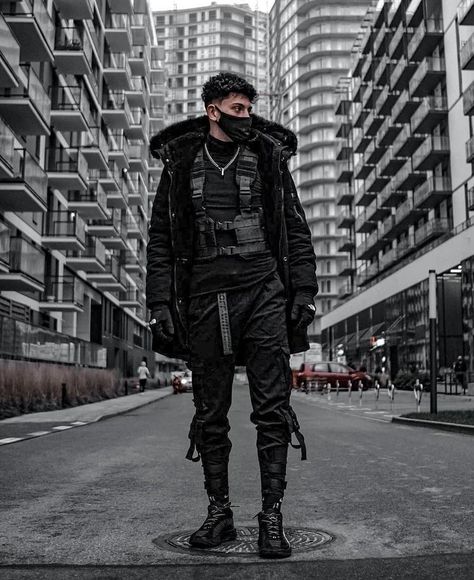 Techwear Hairstyle, Tech Wear Men, Dark Wear Men, Techwear Art, Tech Wear Aesthetic, Men Techwear, Mens Techwear, Techwear Men, Casual Techwear