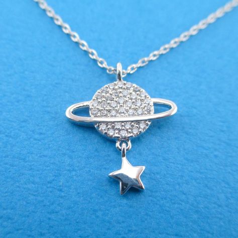 Saturn Planet Shaped Rhinestone Pendant Necklace with Dangling Star – DOTOLY Saturn Pendant, Saturn Planet, Space Explorer, Inspired Necklace, Tiny Star, Astronomer, Animal Jewelry, Dainty Jewelry, Star Shape