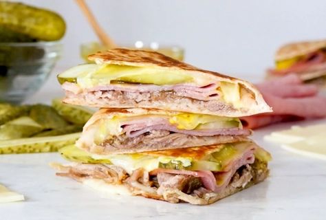 Crockpot Pernil, Cuban Quesadilla, Pork Pernil, Cheese Pickles, Panini Grill, Roast Beef Sandwich, Cuban Sandwich, Skinnytaste Recipes, Roast Pork