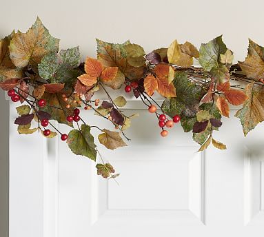 Harvest Home Décor Garland #potterybarn Harvest Garland, Faux Flowers Arrangements, Decorate For Fall, Autumn Cottage, Halloween Things, Color Boards, Wreaths And Garlands, Flowers Arrangements, Decor Pillows