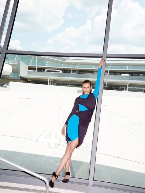 Birgit Kos Bergdorf Goodman Fall 2019 Editorial | Fashion Gone Rogue Twa Photoshoot, Birgit Kos, Twa Hotel, Strapless Sheath Dress, Flying Dress, Feather Dress, Fashion Photography Editorial, Airport Style, Fall Shopping