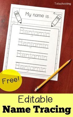 FREE Editable Name Tracing Worksheet Writing Practice Preschool, Name Writing Activities, Kindergarten Names, Kindergarten Handwriting, Name Writing Practice, Preschool Names, Name Tracing Worksheets, Name Practice, Handwriting Analysis