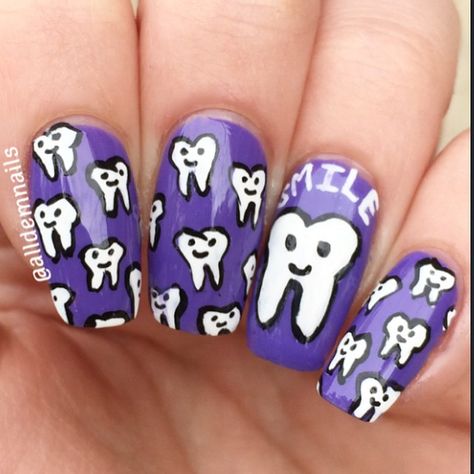 Dentist Nails Dental Nail Art, Dental Nails Designs, Dental Nails, Dentist Nails, Work Appropriate Nails, Giraffe Nails, Interview Nails, Dental Images, Themed Nails