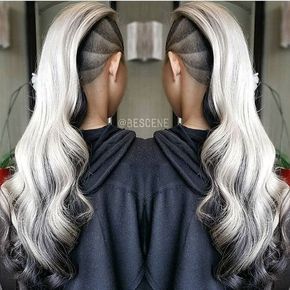 Shave Designs, Half Shaved Hair, Shaved Side Hairstyles, Shaved Hair Designs, Silver Blonde Hair, Me Design, Side Hairstyles, Silver Blonde, Undercut Hairstyles