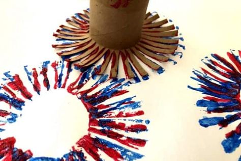 Fireworks With Toilet Paper Rolls, Toilet Paper Roll Crafts 4th Of July, Paper Quilling Fireworks, Paper Roll Fireworks Painting, 3d Fireworks Craft, Paper Towel Roll Rain Stick, Fireworks Craft For Kids, Tissue Paper Painting, Paper Fire