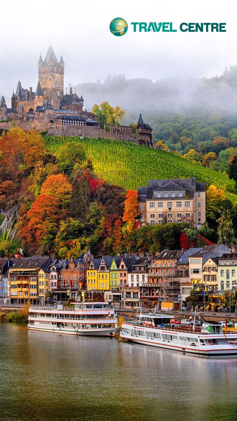 Nestled in the picturesque Moselle Valley, Cochem is a charming medieval town in Germany renowned for its stunning landscapes, historic architecture, and rich cultural heritage. #germany #europe #travelgermany #octoberfest Octoberfest Germany, Cochem Germany, Germany Bucket List, Vacation Packages, Medieval Town, Germany Travel, Travel Deals, Vacation Places, Historical Architecture