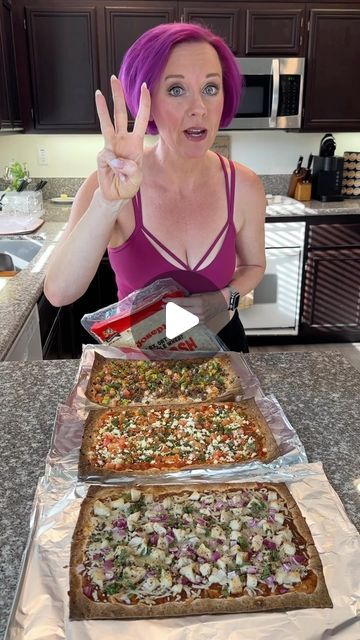 Natalie Bean on Instagram: "🍕🍕🍕You wanted more pizza, you got MORE PIZZA!!! You would be surprised at how changing little things at a time with your food choices could go along way!  🍕BBQ CHICKEN PIZZA 1 piece Joseph Lavash bread 1/2 cup G. Hughes Sugar Free BBQ sauce 1/2 cup fat free mozzarella 1/4 cup red onion 4 oz. Chicken breast Season with salt pepper garlic Macros Cal. 401 Protein 56g Fat 6g Carbs 31  🍕MARGHERITA PIZZA 1 piece Lavash bread 1/2 cup Rao’s Tomato Basil Sauce 2 oz. Feta cheeee 1 gram Basil chopped Season with garlic Macros Cal. 362 Protein 23g Fat 18g Carbs 28  🍕TACO PIZZA 1 piece Joseph Lavash bread 1/2 cup tomato 1/2 cup low-fat Mexican shredded cheese 1/4 avocado 4 oz. 96% lean ground beef 2 tbls Bolthouse Cilantro Dressing 2 tbsp cilantro 2 tsp Taco seasoning Joseph Lavash Bread Recipes, Recipes Using Lavash Bread, Lavash Bread Pizza, Lavash Bread Ideas, Lavash Bread Recipe, Lavash Recipes, Sugar Free Bbq Sauce, Lavash Bread, Cilantro Dressing