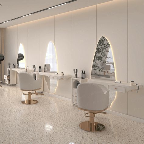 Yoocell hair salon equipment cream decor salon furniture makeup chair salon chair mirror station OC7080 (1) Makeup Station Salon, Hair Salon Stations, Salon Mirror, Makeup Studio Decor, Hair Salon Furniture, Hair Salon Equipment, Beauty Chair, Hair Stations, Salon Mirrors