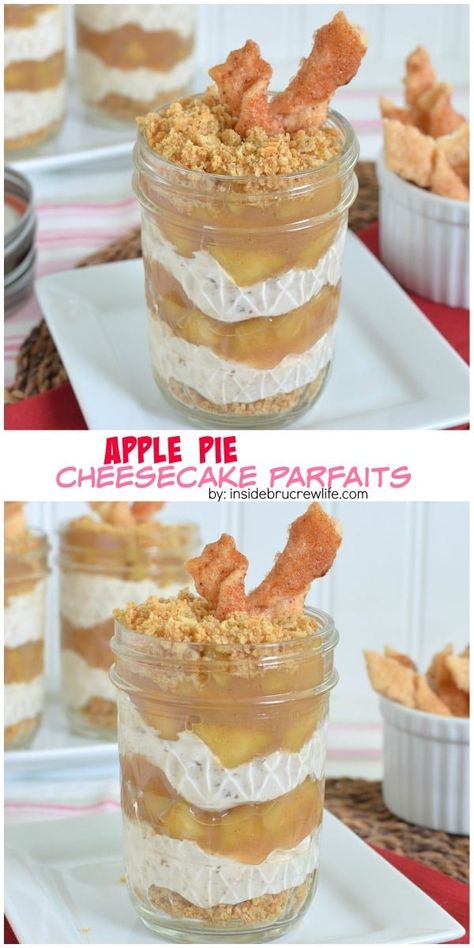 Pie Cups, Apple Pie Cheesecake, Caramel Apple Bars, Mason Jar Desserts, Homemade Apple Pie Filling, Cheesecake Parfaits, Homemade Apple Pie, Pie Cheesecake, Parfait Recipes