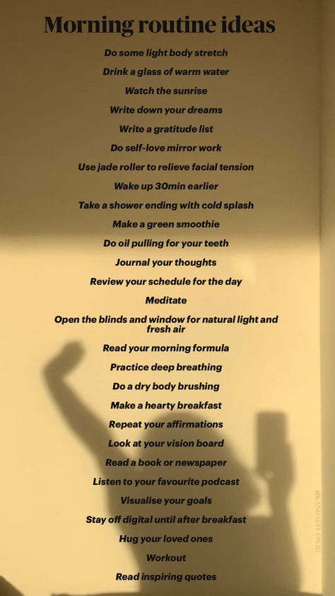 A list of morning routine ideas Routines And Habits, Night Habits, Morning And Night Routine, The Glow Up, Morning Habits, Positive Habits, Night Routine, Self Care Activities, Good Habits