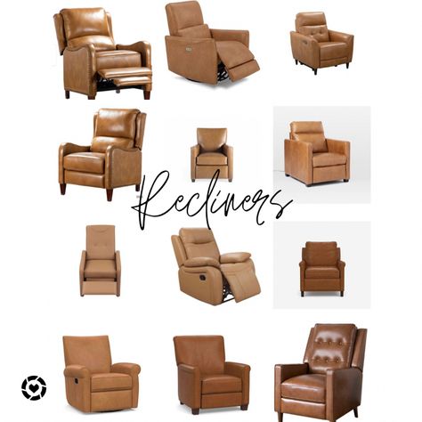 Cognac Leather Recliner, Boho Recliner Living Rooms, Leather Rocking Recliner, Accent Chair Recliner, Reclining Accent Chair, Brown Recliner Living Room Decor, Cognac Recliner, Brown Leather Recliner Living Room, Living Room Recliners Ideas