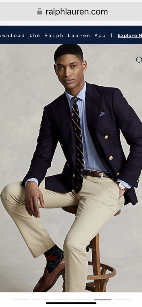 Ralph Lauren Blazer Outfit, Blazer Outfit For Men, Blazer Outfits For Men, Navy Blazer Men, Pitti Uomo Street Style, Navy Sport Coat, Sartorial Style, Chic Dressing, Blazer Men