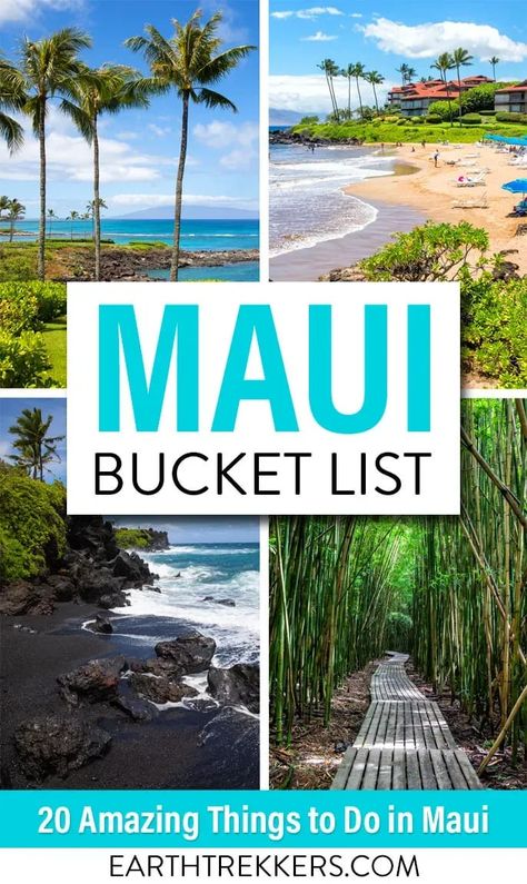 The Ultimate Maui Bucket List. 20 amazing things to do in Maui, Hawaii: swim with sea turtles, go surfing, drive the Road to Hana, visit Haleakala National Park, go to a Luau, relax on the beach, visit Lahaina, go whale watching, eat shave ice, and so much more. United States Travel, Hawaii Travel Destinations, Best Things To Do In Hawaii, United States Maui Waterfalls, Maui Bucket List, Maui Hawaii Honeymoon, Maui Honeymoon, Things To Do In Maui, Maui Activities, Maui Hawaii Vacation, Hawaii Things To Do, Usa Destinations