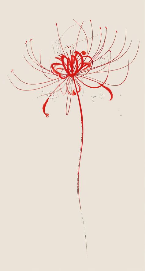 Creative vision guided by ThetaCursed, License: CC BY-NC 4.0 Red Spider Lily Drawing, Lilies Drawing, Red Spider Lily, Spider Lily, Digital Flower, Star Tattoo, Cute Tiny Tattoos, Brush Painting, Star Tattoos