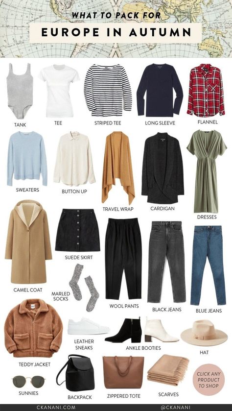 What to pack for fall in Europe (or any cold weather trip). #packing #packinglist #packingtips #travel #traveltips #travelhacks #ltkunder100 #ltkstyletip #ltktravel #europe #europetravel Two Week Travel Capsule Wardrobe Fall, Outfits For Europe Fall 2023, What To Pack For Europe In Autumn, Europe Trip Capsule Wardrobe Fall, Fall Travel Shoes, Mix And Match Fall Outfits, Pack For Europe Fall, 10 Days In Italy Packing Lists Fall, Mens Travel Capsule Wardrobe Europe Fall