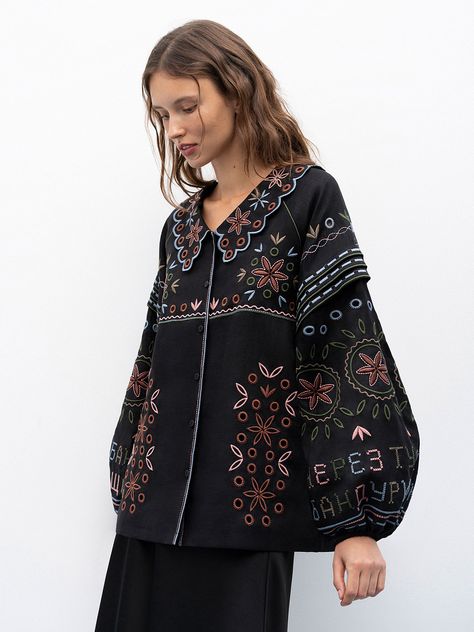 Women's clothing by Etnodim Ukraine Clothing, Leather Craft Projects, Beautiful Casual Dresses, Ethnic Outfits, Elegant Blouses, Shirt Embroidery, Embroidery Suits, Embroidered Clothes, Embroidered Jacket