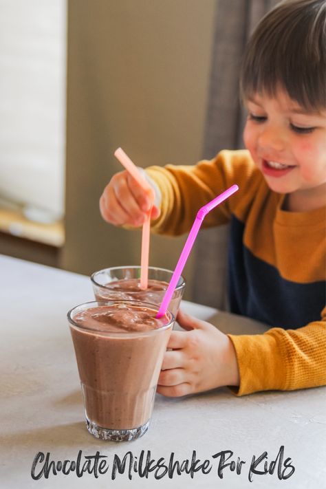 Chocolate Milkshake Recipe For Kids Chocolate Milkshake Recipes, Kids Milkshake, Guava Smoothie, Chocolate Milkshake Recipe, Chocolate Smoothie Recipes, Milkshake Recipe Chocolate, Preschool Lunch, Toddler Recipes, Kid Approved Meals