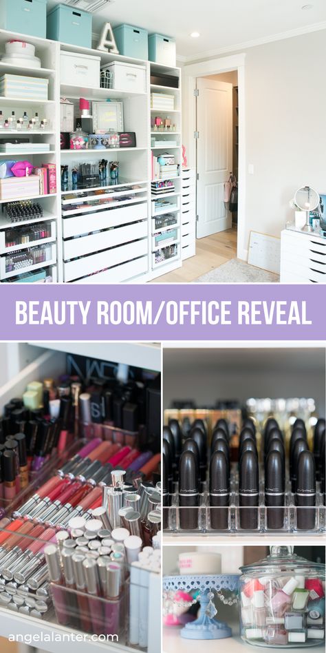 Craft And Makeup Room, Office And Makeup Room Combo, Office And Beauty Room, Glam Makeup Room, Luxury Makeup Room, Home Beauty Room, Makeup Room Design, Spare Bedroom Office, Makeup Studio Decor