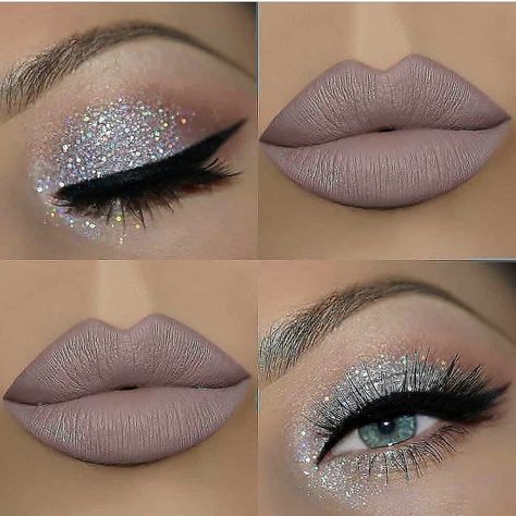 Makeup Ideas Silver Glitter, Ballroom Makeup, Cheer Makeup, Silver Eye Makeup, Wedding Makeup Bride, Grey Eyeshadow, Wedding Eye Makeup, Best Wedding Makeup, Prom Eye Makeup