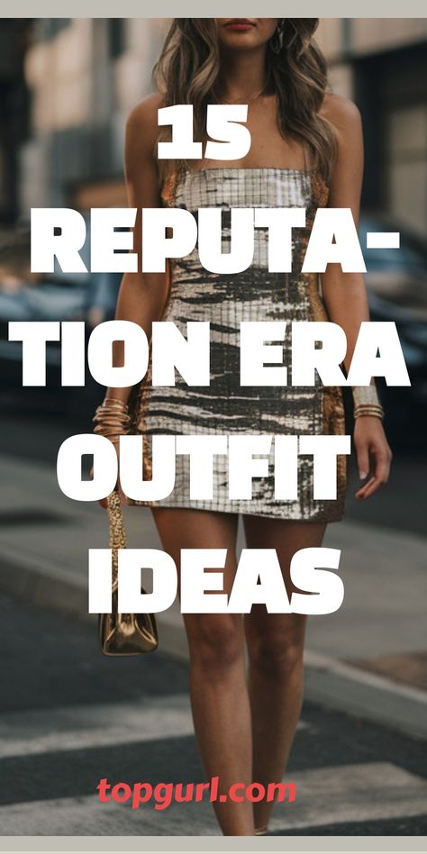 Reputation Era Outfit Ideas to Slay Like Taylor Swift Taylor Swift Reputation Era Hairstyle, Era Tour Reputation Outfits, Midsize Eras Tour Outfit, Reputation Hairstyle Ideas, Hot Concert Outfits, Reputation Eras Tour Outfit Ideas, Era Outfit Ideas, Glam Rock Style Outfits, Eras Outfit Ideas