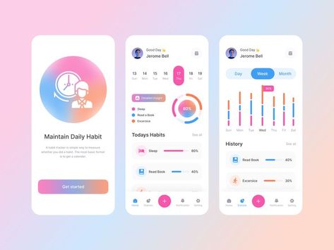 Productivity App Design, Health Habit Tracker, Productivity Tracker, Progress Tracker, Health Tracker App, Habit App, Habit Tracker App, To Do App, Ui Ux 디자인