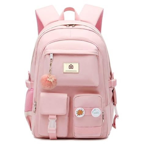 Backpack for Women Men Kids Girls Elementary Middle School Bag Large College Bookbags Purse Laptop Backpacks 16 inch Anti Theft Travel Daypack Casual Rucksack Teens Students Schoolbag-Pink Stylish School Bags, Bag College, School Bag College, Kawaii Backpack, Travel Laptop Backpack, Travel Daypack, Bags For Teens, College Backpack, School Bags For Girls