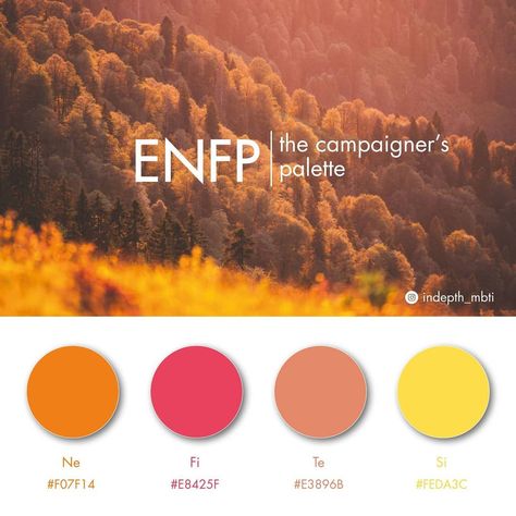 Enfp Color Palette, Mbti Colors, Mbti Color Palette, Enfp Wallpaper, Enfp Boyfriend, Chrysalis Aesthetic, Enfp Style, Mbti Traits, Enfp Aesthetic