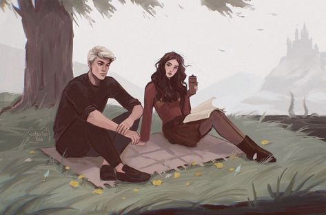 Draco and Hermione🐍🦁 Inspired by the fanfiction «Breath Mints & Battle Scars» by Onyx and Elm. Breath Mints/battle Scars Fan Art, Breath Mints/battle Scars, Hogwarts Illustration, Harry Potter Fan Fic, Hermione Malfoy, Dramione Fanart, Dramione Art, Harrypotter Fanart, Draco And Hermione Fanfiction