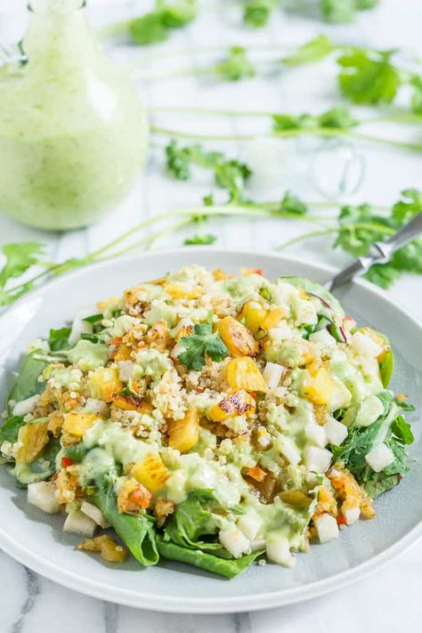 Vegan Salad Recipes, Fall Dinner Recipes, Lime Dressing, Vegan Kitchen, Vegan Salad, Coconut Lime, Quinoa Recipes, Quinoa Salad, Healthy Salad Recipes