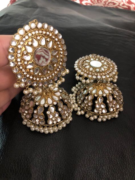 Kundan Jhumka, Indian Jhumka, Pakistani Earrings, Jewelry Kundan, Jewelry Pakistani, Diamond Jewelry Set, Kundan Jewelry, Pakistani Jewelry, Kundan Earrings