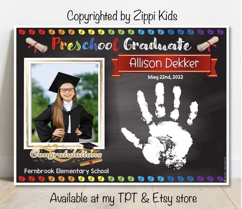 Kindergarten Graduation Certificate, Kindergarten Certificates, Preschool Certificates, Kindergarten Diploma, Preschool Diploma, Graduation Chalkboard, Handprint Keepsake, Graduation Certificate, Graduation Diploma