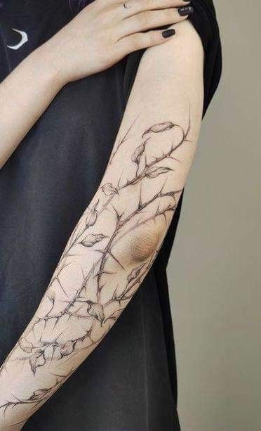 Rose Thorn Tattoo, Rose Vine Tattoos, Thorn Tattoo, Mangas Tattoo, Full Hand Tattoo, Around Arm Tattoo, Wrap Around Tattoo, Hip Thigh Tattoos, Wrap Tattoo