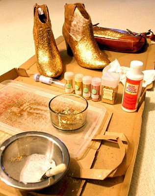 This may work better than spray glitter DIY boots... Glittering Boots, Diy Rhinestone Boots, Glamorous Glitter Party Boots, Glamorous Metallic Boots With Glitter, Diy Glitter Boots, Modge Podge Glitter Shoes, Diy Glitter Shoes, Twin Costumes, Boots Diy