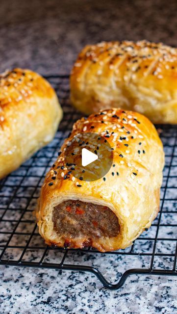 Kenneth Tebogo Middleton on Instagram: "Sausage Roll
1.5 kg Beef mice, 1 roll store bought puff pastry, 1 medium onion, 1 large carrot, parsley, 1 tbsp tomato paste, sesame seeds, 1 egg." Beef Sausage Rolls Puff Pastry, How To Make Sausage Rolls Puff Pastries, Beef Pastry Recipe, Sausage Rolls Aesthetic, Dinner Ideas With Puff Pastry, Puff Pastry Rolls Savory, Savoury Puff Pastry Recipes, Sausage Rolls Puff Pastry, Puff Pastry Recipes Dinner