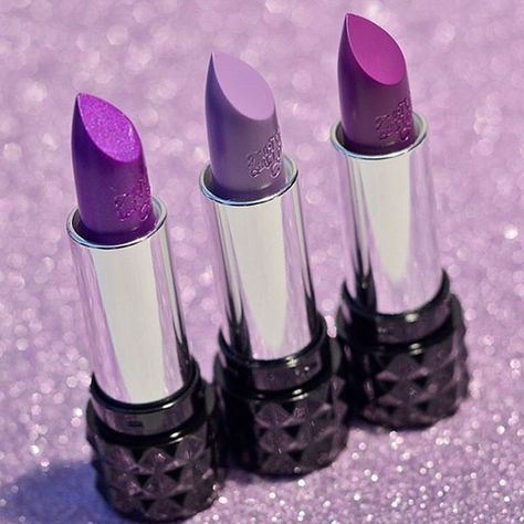 Good morning!  Which lipstick are you starting off your week with?! Here are some of our favorite purple shades! Left to right: #Wonderchilde #Coven and #LUV {photo cc: @mutokki} #StuddedKiss Violet Lipstick, Kiss Lipstick, Lipstick Designs, Eye Makeup Styles, Purple Vibe, Purple Shades, Purple Lipstick, Cruelty Free Brands, Goth Beauty