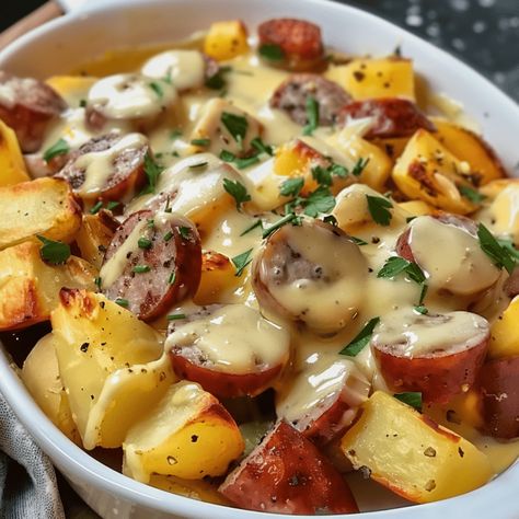 Cheesy Ranch Potatoes and Sausage - Recipes, Tasks & Tools Potato Sausage Bake, Creamy Sausage And Potatoes, Cheesy Ranch Potatoes And Smoked Sausage, Hillshire Sausage Recipes, Top Recipes On Pinterest Most Popular, Cheesy Ranch Potatoes And Sausage, Cheesy Potatoes And Sausage, Cheesy Sausage And Potatoes, Potato And Sausage Recipes