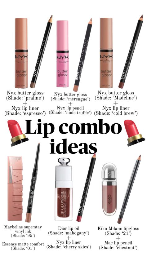 Lip combo ideas #lipcombo #makeup #trendingmakeup Lip Combos That Last, Nyx Nude Truffle Lip Liner Combo Color, Cola Lip Combo, Makeup Ideas Lip Liner, Ulta Lip Combo, Best Lip Combos Drugstore, Best Lip Combos For Medium Skin, The Best Lip Combo, Nyx Lip Liner Combo