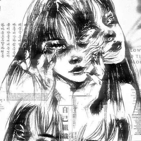 Photo Manga, Japanese Horror, Junji Ito, Anime Monochrome, Pfp Ideas, Dark Anime, الرسومات اللطيفة, Profile Pics, Pretty Art