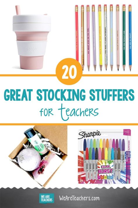 20 Great Stocking Stuffers for Teachers. We've rounded up the best stocking stuffers for teachers on the Internet. From book-smelling candles to cute necklaces, you'll find it here! #teacherappreciation #holidays #christmas #teachergifts #teaching Teacher Stocking Stuffer Ideas, Teacher Stocking Stuffers, Stocking Stuffers For Teachers, Teacher Holiday Gifts, We Are Teachers, Elephant Birthday, Best Stocking Stuffers, Neighbor Gifts, Gifts For Boss