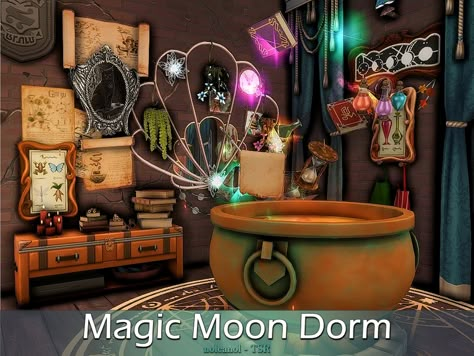 The Sims Resource - Magic Moon Dorm / TSR CC Only Sims 4 Cc Whimsigoth, Sims 4 Cc Space, Bewitched Aesthetic, Sims 4 Magic Cc, Forest Kids Room, Sims 4 Cc List, New Sims 4 Cc, Sims 4 Inspiration, Sims Stories